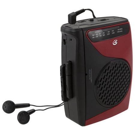 SHOCKWAVE Cassette Player; Red & Black - 3.54 x 1.57 x 4.72 in. SH329576